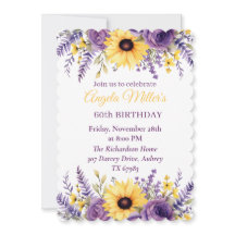 Fiesta de cumpleaños 60 de Purple floral