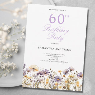 Invitación Fiesta de cumpleaños 60 de Purple Wildflower