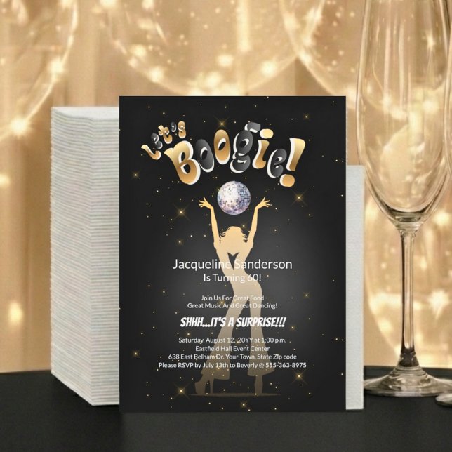 Invitación Fiesta de Cumpleaños 60 de Retro Boogie Dorado (Subido por el creador)
