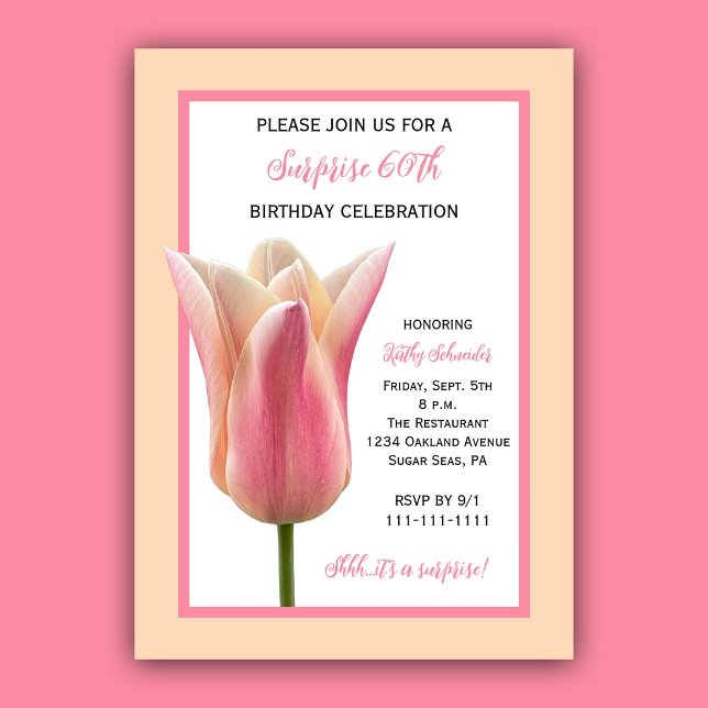 Invitación Fiesta de Cumpleaños 60 de Sorpresa de Tulipán Ele (Subido por el creador)