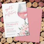 Invitación Fiesta de cumpleaños 60 de Wine Floral<br><div class="desc">Invitación a la fiesta de cumpleaños número 60 de Wine Floral. Celebra sesenta años fabulosos con esta elegante y femenina invitación que combina rosas rosa y rosa más profundo con acuarela, flores, vegetación y hojas bellamente dispuestas en la esquina inferior derecha. Una moderna copa de vino acuático con vino rosa...</div>