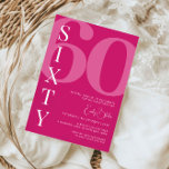 Invitación Fiesta de cumpleaños 60 del Rosado minimalista<br><div class="desc">Esta minimalista tipografía, invitación a la fiesta de cumpleaños número 30, es perfecta para una fiesta de cumpleaños moderna. El diseño sencillo presenta una fuente blanca clásica sobre fondo rosado. Personalizable en cualquier color. Mantenga el diseño minimalista y elegante, tal como está, o lo personalice añadiendo sus propios gráficos y...</div>