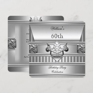Invitación Fiesta de cumpleaños 60 elegante hombre metal plat