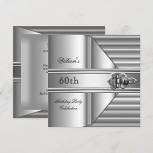 Invitación Fiesta de cumpleaños 60 elegante hombre plata 2