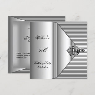 Invitación Fiesta de cumpleaños 60 elegante hombre plata homb