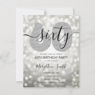Invitación Fiesta de cumpleaños 60 elegante moderno plata