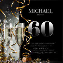 Fiesta de cumpleaños 60 entre negro y plata minima