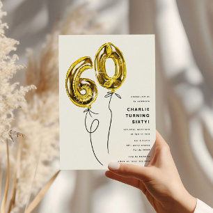 Invitación Fiesta de cumpleaños 60 Globo de Oro 60 Minimalist