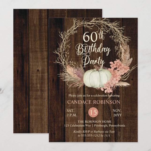 Invitación Fiesta de cumpleaños 60 - Guerra de calabaza rusa (Anverso / Reverso)