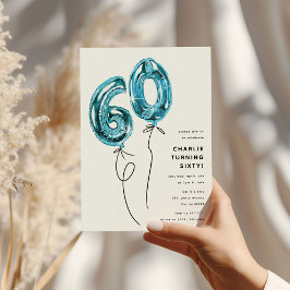 Invitación Fiesta de cumpleaños 60 Minimal Blue 60 Globo