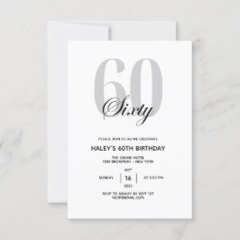 Invitación Fiesta de cumpleaños 60 Minimal Chic
