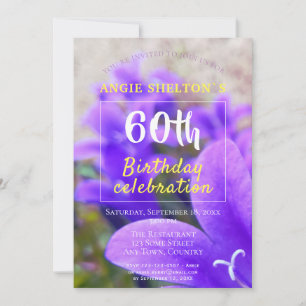 Invitación Fiesta de cumpleaños 60 moderna con foto de campan