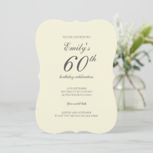 Invitación Fiesta de cumpleaños 60 moderna elegante crema