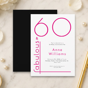 Invitación Fiesta de cumpleaños 60 moderna rosa y fabulosa