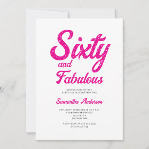 Invitación Fiesta de cumpleaños 60 moderna y fabulosa en rosa