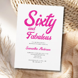 Invitación Fiesta de cumpleaños 60 moderna y fabulosa en rosa