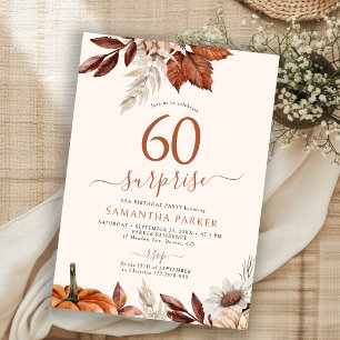 Invitación Fiesta de cumpleaños 60 otoño