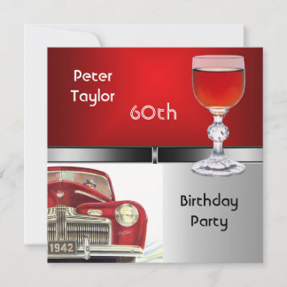 Invitación Fiesta de cumpleaños 60 para hombre Coche rojo met