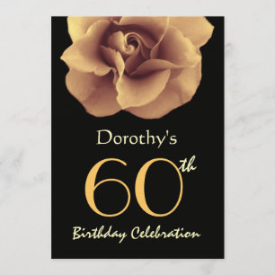 Invitación Fiesta de cumpleaños 60 Rosa elegante de ORO negro