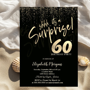 Invitación Fiesta de cumpleaños 60 sorpresa dorada festiva