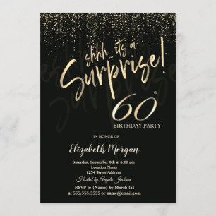 Invitación Fiesta de cumpleaños 60 sorpresa dorada festiva