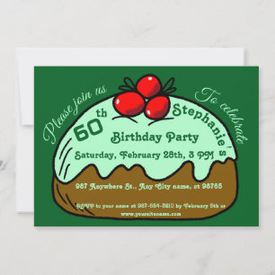 Invitación Fiesta de Cumpleaños 60 Verde Postre Choco Donut