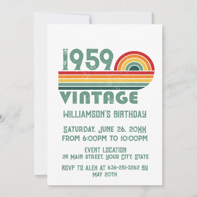 Invitación Fiesta de cumpleaños 65º de cosecha personalizada (Anverso)