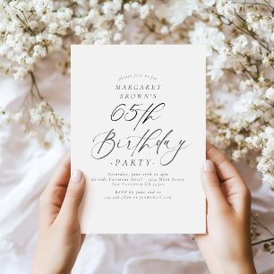Invitación Fiesta de cumpleaños 65 con caligrafía de letra el