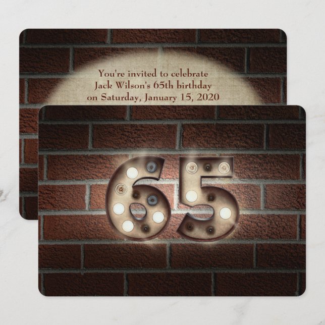 Invitación Fiesta de cumpleaños 65-marquesinas encendidas sob (Anverso / Reverso)