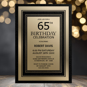 Invitación Fiesta de cumpleaños 65 moderno con borde negro y 