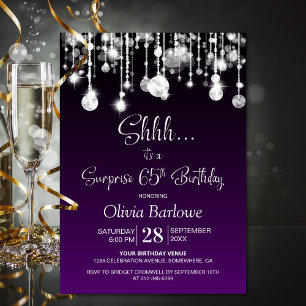 Invitación Fiesta de cumpleaños 65th Purple Surprise