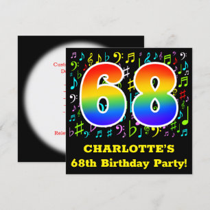 Invitación Fiesta de cumpleaños 68: Símbolos de música divert