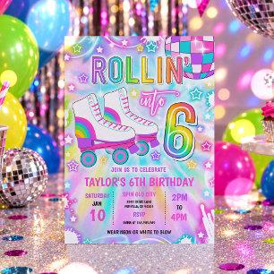 Invitación Fiesta de cumpleaños 6 años de patinaje sobre rued