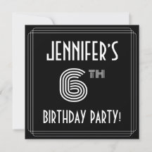 Fiesta de cumpleaños 6: Art Deco Style con nombre 
