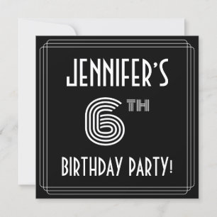 Invitación Fiesta de cumpleaños 6: Art Deco Style con nombre 