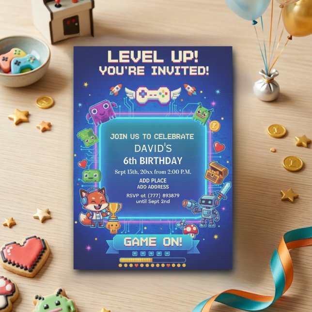 Invitación Fiesta de Cumpleaños 6 de Cool Video Games (Subido por el creador)