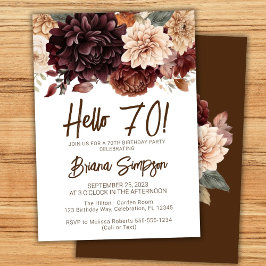 Invitación Fiesta de cumpleaños 70 Brown Beige Floral