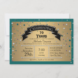 Invitación Fiesta de cumpleaños 70 celebra la falsa joya Conf