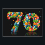 Invitación Fiesta de cumpleaños 70, con burbujas y pelotas<br><div class="desc">Una invitación divertida para fiestas de cumpleaños con colores felices,  burbujas y pelotas hinchables. Una gran carta para cualquier edad.  Vea toda la gama de invitaciones y tarjetas en mi tienda.</div>