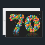 Invitación Fiesta de cumpleaños 70, con burbujas y pelotas<br><div class="desc">Una invitación divertida para fiestas de cumpleaños con colores felices,  burbujas y pelotas hinchables. Una gran carta para cualquier edad.  Vea toda la gama de invitaciones y tarjetas en mi tienda.</div>