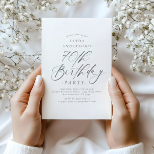 Invitación Fiesta de cumpleaños 70 con caligrafía de letra el