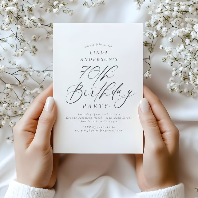 Invitación Fiesta de cumpleaños 70 con caligrafía de letra el (Subido por el creador)