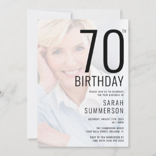 Invitación Fiesta de cumpleaños 70 con tipografía moderna y f