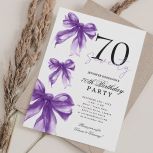 Invitación Fiesta de Cumpleaños 70 Coquette Aquarela Morada