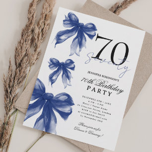 Invitación Fiesta de cumpleaños 70 Coquette de acuarela de la