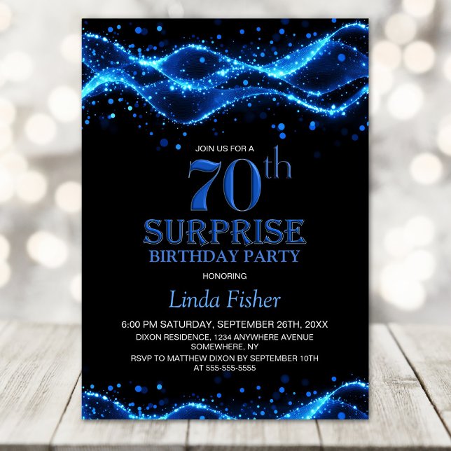 Invitación Fiesta de cumpleaños 70 de Black and Blue Surprise (Subido por el creador)