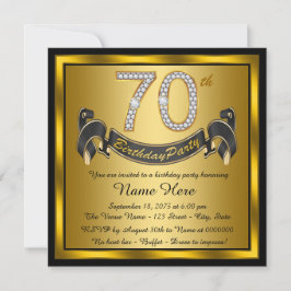 Invitación Fiesta de cumpleaños 70 de Black and Gold