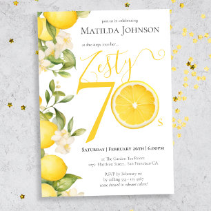 Invitación Fiesta de cumpleaños 70 de Fun Zesty Lemon