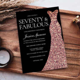 Invitación Fiesta de cumpleaños 70 de la Espuma de Oro Rosa