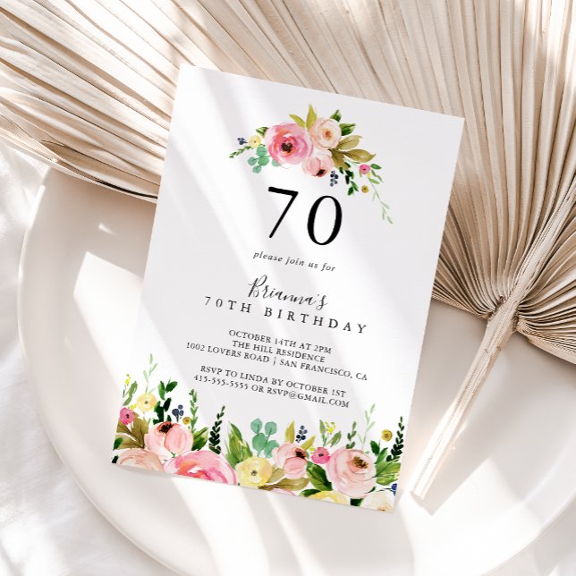 Invitación Fiesta de cumpleaños 70 de la Floral de otoño trop (Subido por el creador)